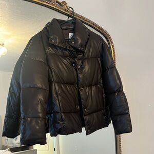 Zara chocolate brown leather puffer